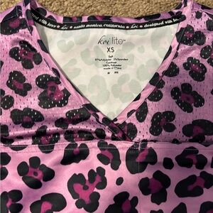 Koi Lite XS Pink Leopard Print Top
